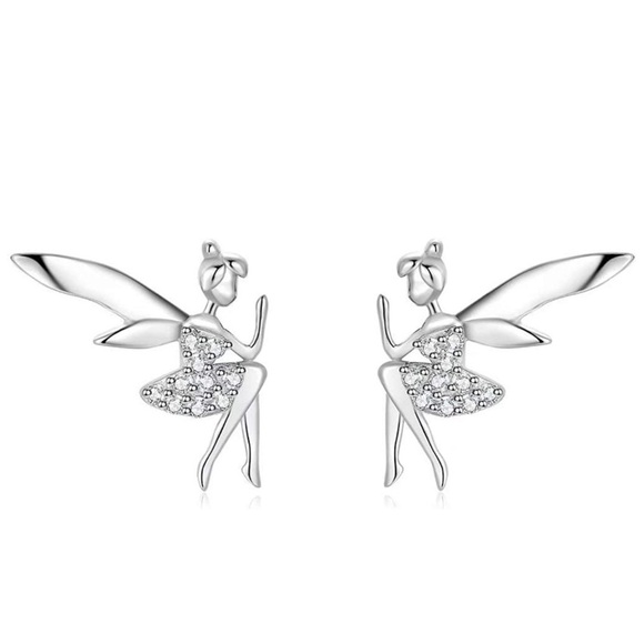 925 Tinkerbell Fairy Earrings - Picture 1 of 6